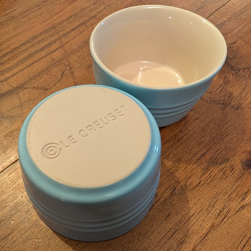 Set Of 2 Blue Le Creuset Stoneware Ramekins